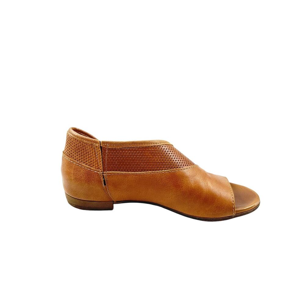 Bueno Tahiti Half D`Orsay Tan Peep Toe Leather Flat Sandals EU 39 US 8.5 Boho - Picture 8 of 13
